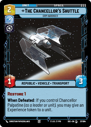 The Chancellor's Shuttle - Grim Harbinger (SEC) Starter Fantasy Flight Games
