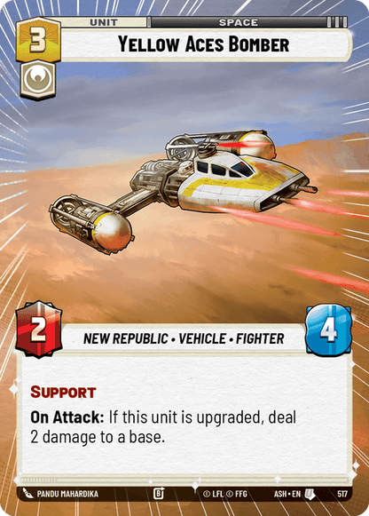 Yellow Aces Bomber (ASH) Uncommon Star Wars Unlimited Fantasy Flight Games Hyperspace Non-Foil