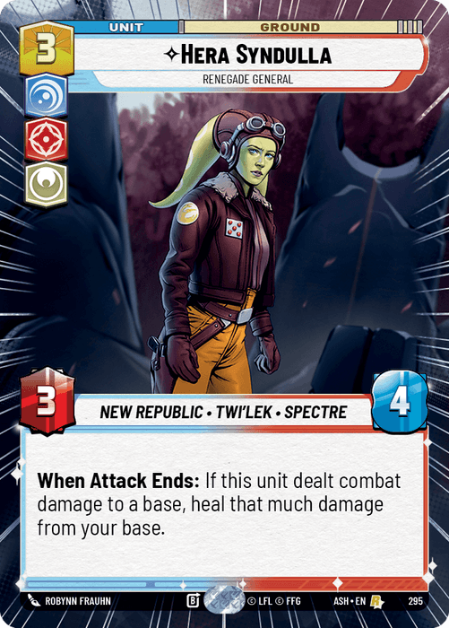Hera Syndulla - Renegade General (ASH) Rare Star Wars Unlimited Fantasy Flight Games Hyperspace Non-Foil