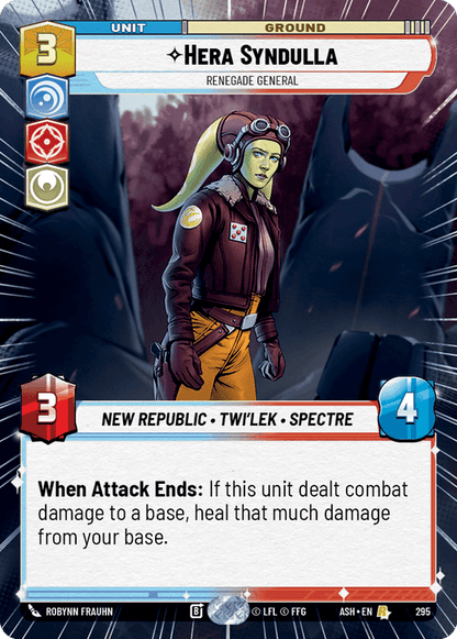 Hera Syndulla - Renegade General (ASH) Rare Star Wars Unlimited Fantasy Flight Games Hyperspace Non-Foil