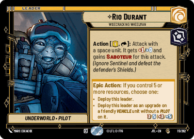 Rio Durant - Wisecracking Wheelman (JTL) Common Fantasy Flight Games Standard Non-Foil