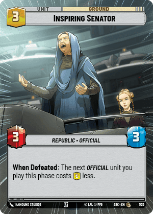 Inspiring Senator (SEC) Common Fantasy Flight Games Hyperspace Non-Foil