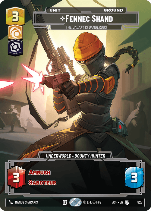 Fennec Shand - The Galaxy Is Dangerous (ASH) Uncommon Star Wars Unlimited Fantasy Flight Games Prestige Non-Foil