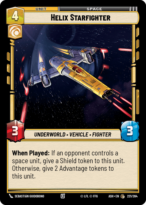 Helix Starfighter (ASH) Common Star Wars Unlimited Fantasy Flight Games Standard Non-Foil