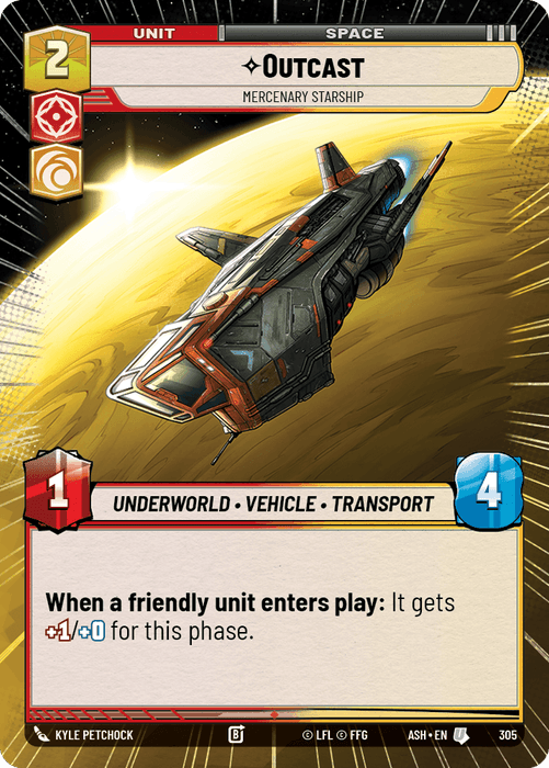 Outcast - Mercenary Starship (ASH) Uncommon Star Wars Unlimited Fantasy Flight Games Hyperspace Non-Foil
