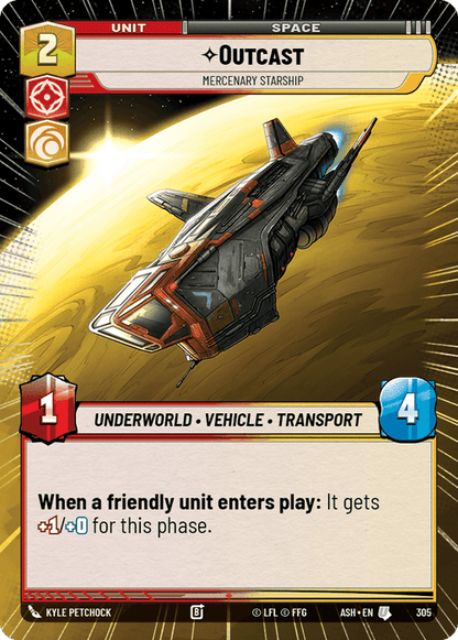 Outcast - Mercenary Starship (ASH) Uncommon Star Wars Unlimited Fantasy Flight Games Hyperspace Non-Foil