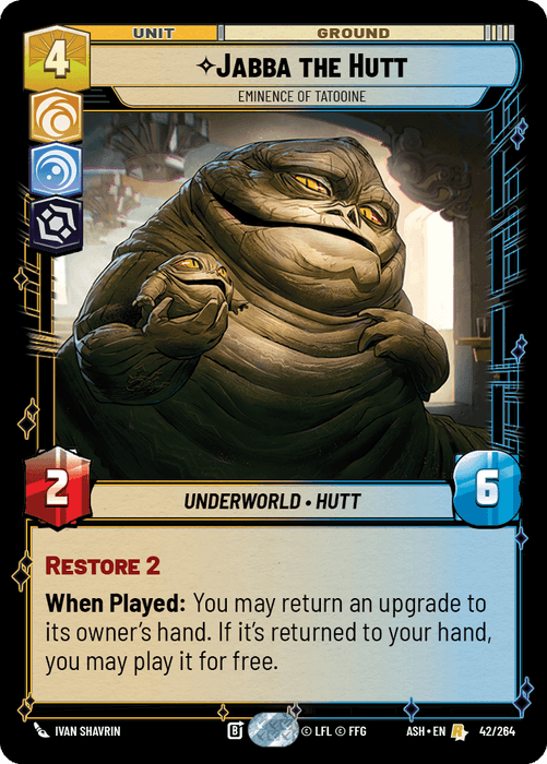 Jabba the Hutt - Eminence of Tatooine (ASH) Rare Star Wars Unlimited Fantasy Flight Games Standard Non-Foil