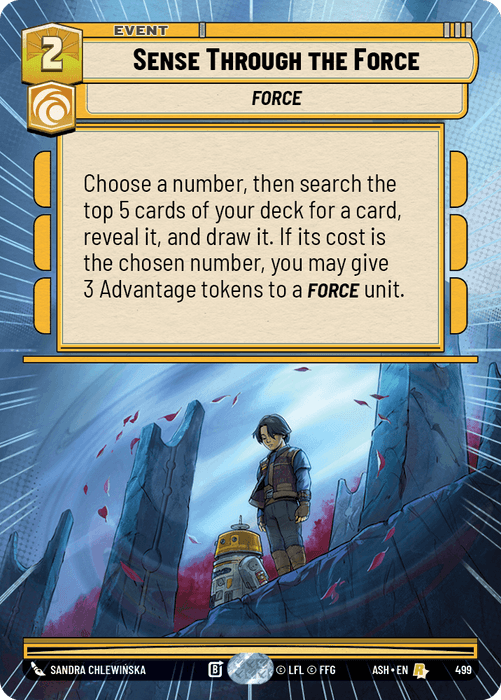 Sense Through the Force (ASH) Rare Star Wars Unlimited Fantasy Flight Games Hyperspace Non-Foil