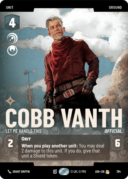 Cobb Vanth - Let Me Handle This (ASH) Rare Star Wars Unlimited Fantasy Flight Games Prestige Non-Foil