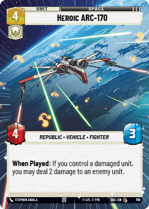 Heroic ARC-170 (SEC) Common Fantasy Flight Games