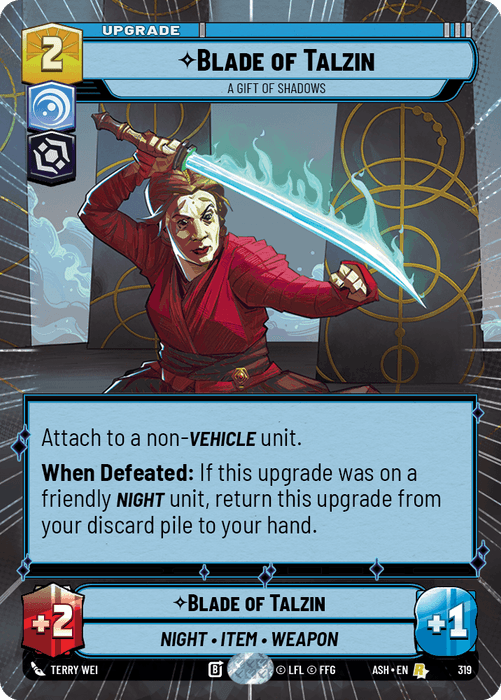 Blade of Talzin - A Gift of Shadows (ASH) Rare Star Wars Unlimited Fantasy Flight Games Hyperspace Non-Foil