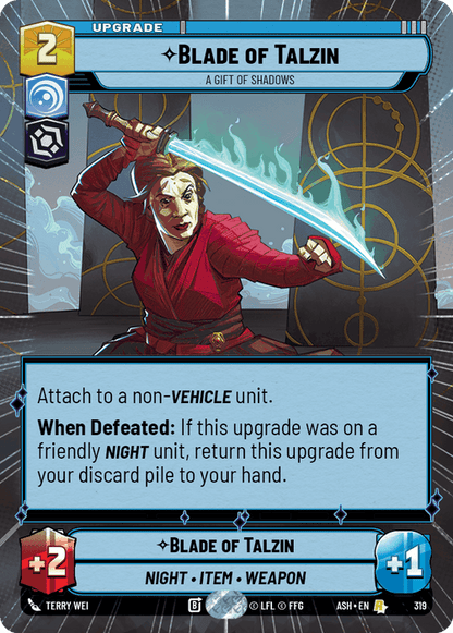 Blade of Talzin - A Gift of Shadows (ASH) Rare Star Wars Unlimited Fantasy Flight Games Hyperspace Non-Foil