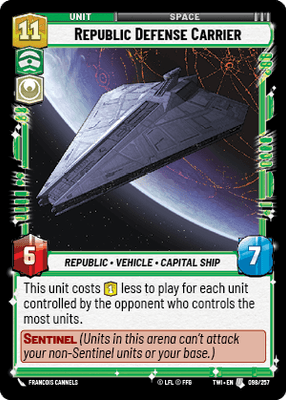 Republic Defense Carrier (TWI) Uncommon Star Wars Unlimited Fantasy Flight Games Standard Non-Foil 