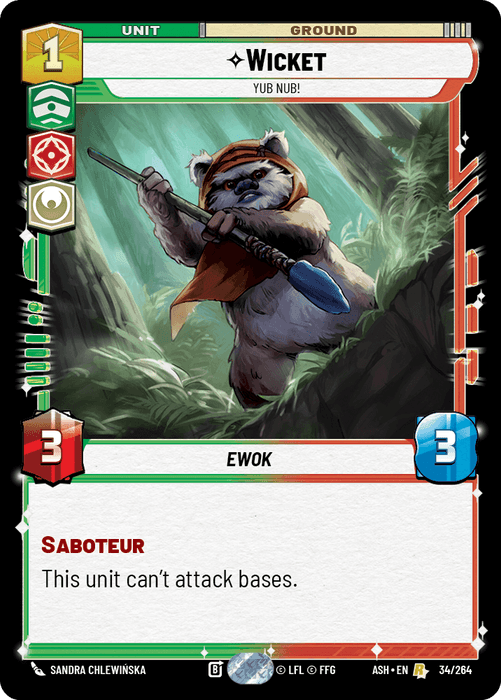 Wicket - Yub Nub! (ASH) Rare Star Wars Unlimited Fantasy Flight Games Standard Non-Foil
