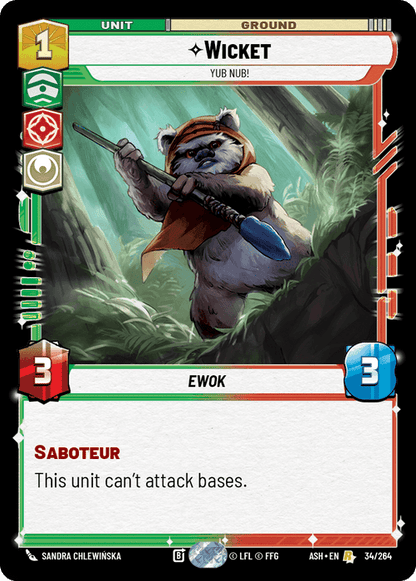Wicket - Yub Nub! (ASH) Rare Star Wars Unlimited Fantasy Flight Games Standard Non-Foil