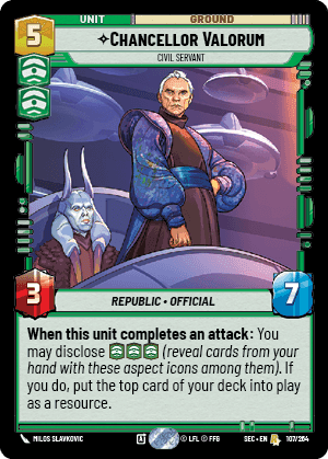 Chancellor Valorum - Civil Servant (SEC) Rare Fantasy Flight Games Standard Non-Foil