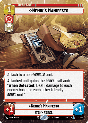 Nemik's Manifesto (SEC) Legendary Fantasy Flight Games