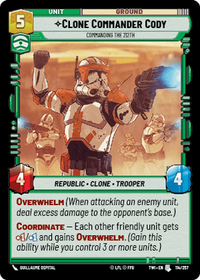 Clone Commander Cody - Commanding the 212th (TWI) Uncommon Star Wars Unlimited Fantasy Flight Games Standard Non-Foil 