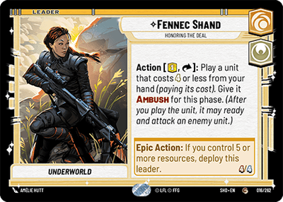 Fennec Shand - Honoring the Deal (SHD) Common  Fantasy Flight Games Standard Non-Foil 