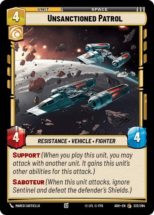 Unsanctioned Patrol (ASH) Common Star Wars Unlimited Fantasy Flight Games Standard Non-Foil
