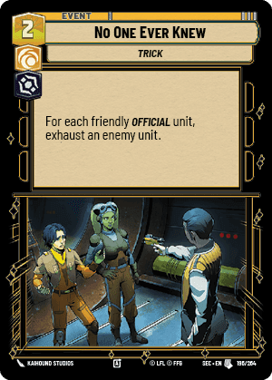 No One Ever Knew (SEC) Uncommon Fantasy Flight Games Standard Non-Foil