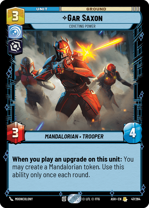 Gar Saxon - Coveting Power (ASH) Rare Star Wars Unlimited Fantasy Flight Games Standard Non-Foil