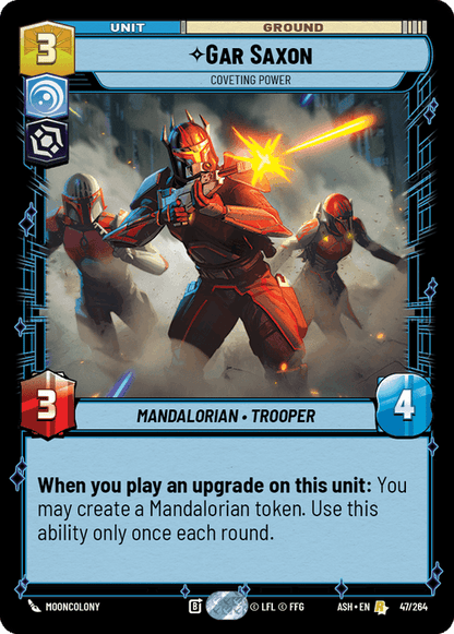 Gar Saxon - Coveting Power (ASH) Rare Star Wars Unlimited Fantasy Flight Games Standard Non-Foil