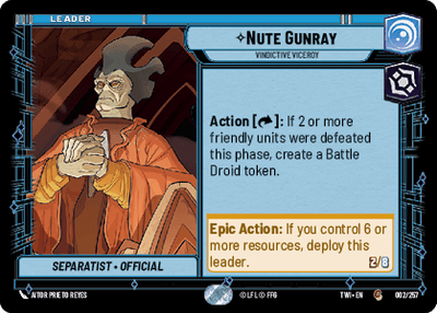 Nute Gunray - Vindictive Viceroy (TWI) Common Star Wars Unlimited Fantasy Flight Games Standard Non-Foil 