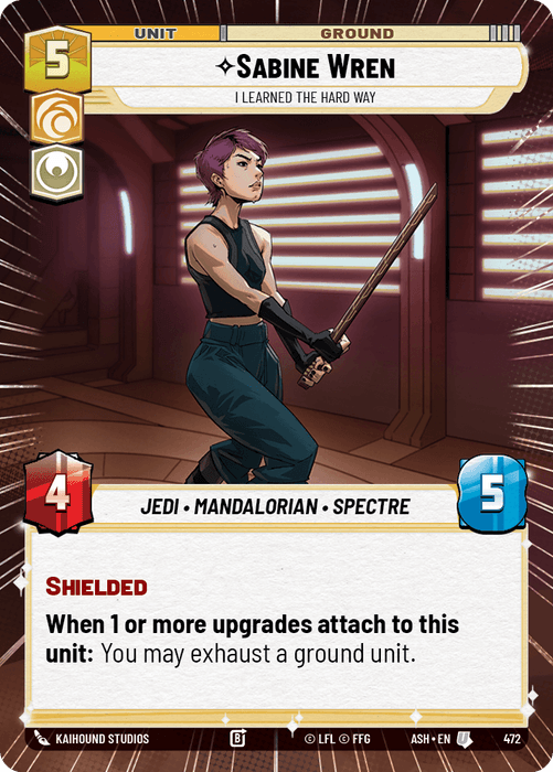 Sabine Wren - I Learned the Hard Way (ASH) Uncommon Star Wars Unlimited Fantasy Flight Games Hyperspace Non-Foil