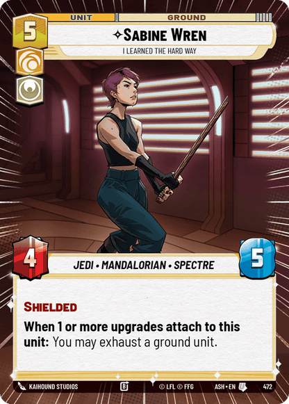 Sabine Wren - I Learned the Hard Way (ASH) Uncommon Star Wars Unlimited Fantasy Flight Games Hyperspace Non-Foil