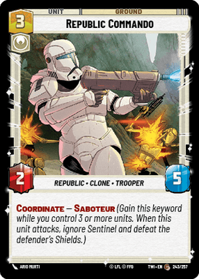 Republic Commando (TWI) Common Star Wars Unlimited Fantasy Flight Games Standard Non-Foil 