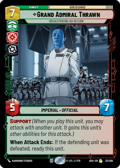 Grand Admiral Thrawn - Orchestrating His Return (ASH) Rare Star Wars Unlimited Fantasy Flight Games Standard Non-Foil