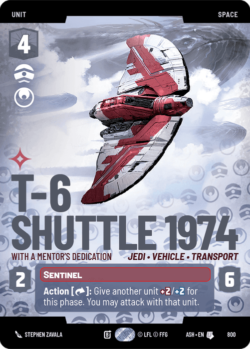 T-6 Shuttle 1974 - With a Mentor's Dedication (ASH) Uncommon Star Wars Unlimited Fantasy Flight Games Prestige Non-Foil