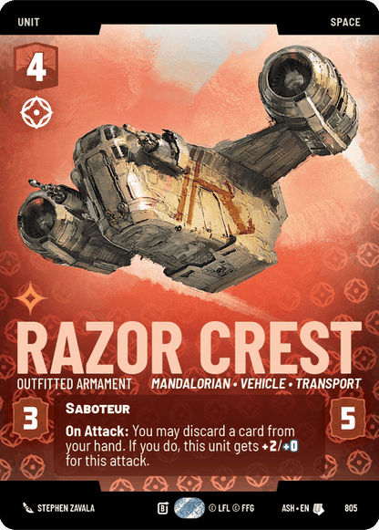 Razor Crest - Outfitted Armament (ASH) Uncommon Star Wars Unlimited Fantasy Flight Games Prestige Non-Foil