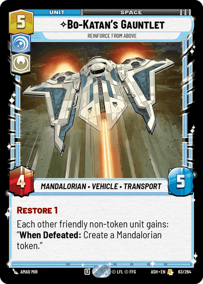 Bo-Katan's Gauntlet - Reinforce from Above (ASH) Rare Star Wars Unlimited Fantasy Flight Games Standard Non-Foil