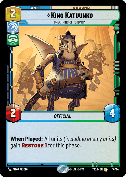 King Katuunko - Great King of Toydaria (TS26) Rare Fantasy Flight Games Standard Non-Foil