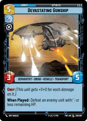 Devastating Gunship (TWI) Common Star Wars Unlimited Fantasy Flight Games Standard Non-Foil 