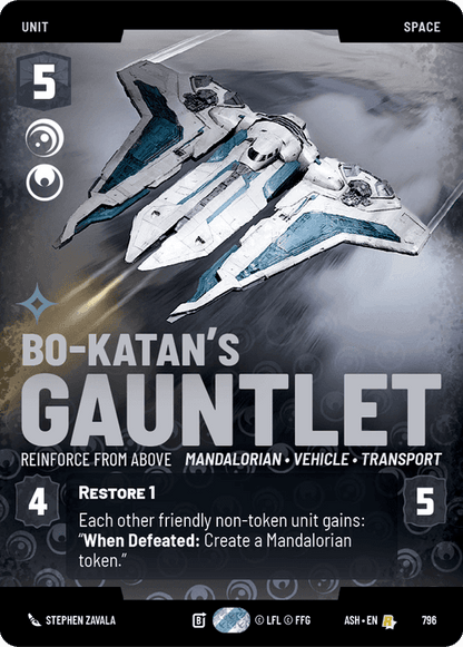 Bo-Katan's Gauntlet - Reinforce from Above (ASH) Rare Star Wars Unlimited Fantasy Flight Games Prestige Non-Foil
