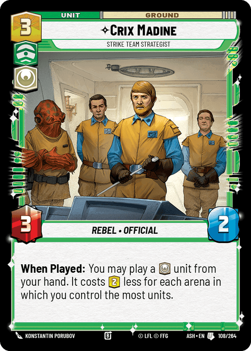 Crix Madine - Strike Team Strategist (ASH) Uncommon Star Wars Unlimited Fantasy Flight Games Standard Non-Foil
