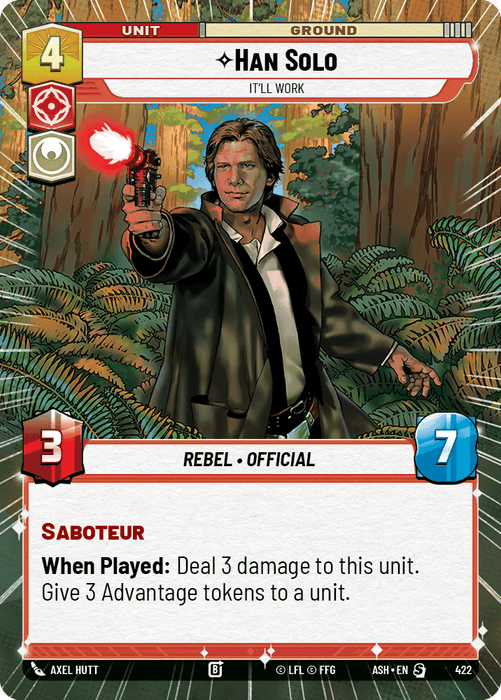 Han Solo - It'll Work (ASH) Starter Star Wars Unlimited Fantasy Flight Games Hyperspace Non-Foil