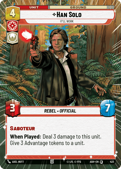 Han Solo - It'll Work (ASH) Starter Star Wars Unlimited Fantasy Flight Games Hyperspace Non-Foil
