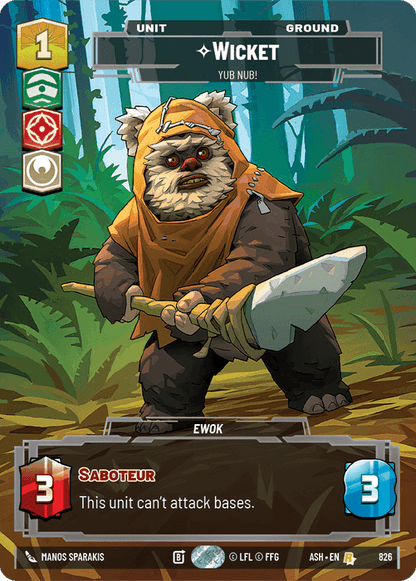 Wicket - Yub Nub! (ASH) Rare Star Wars Unlimited Fantasy Flight Games Prestige Non-Foil