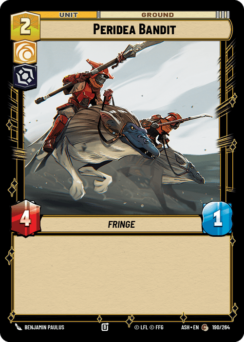 Peridea Bandit (ASH) Common Star Wars Unlimited Fantasy Flight Games Standard Non-Foil