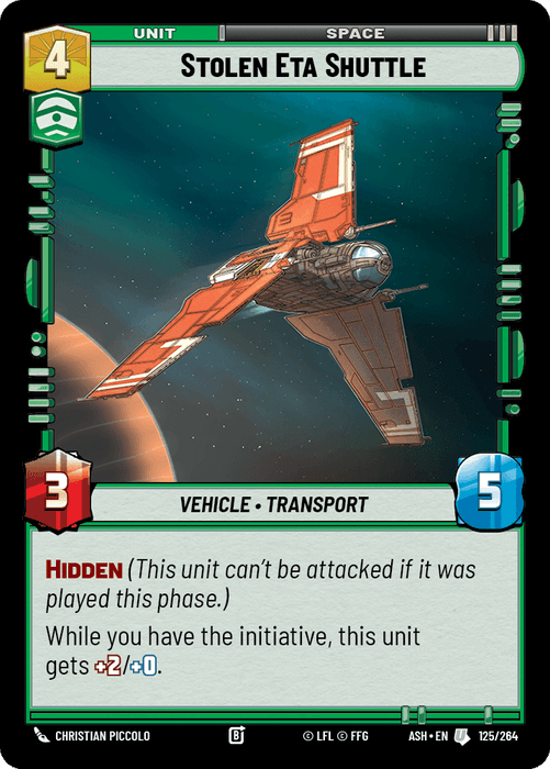 Stolen Eta Shuttle (ASH) Uncommon Star Wars Unlimited Fantasy Flight Games Standard Non-Foil