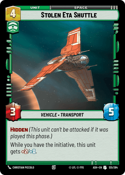 Stolen Eta Shuttle (ASH) Uncommon Star Wars Unlimited Fantasy Flight Games Standard Non-Foil
