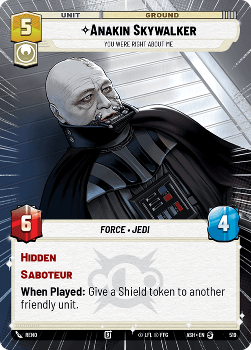 Anakin Skywalker - You Were Right About Me (ASH) Starter Star Wars Unlimited Fantasy Flight Games Hyperspace Non-Foil