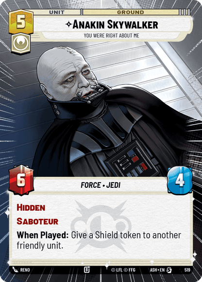 Anakin Skywalker - You Were Right About Me (ASH) Starter Star Wars Unlimited Fantasy Flight Games Hyperspace Non-Foil