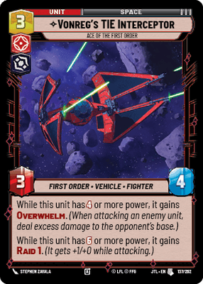 Vonreg's TIE Interceptor - Ace of the First Order (JTL) Uncommon Fantasy Flight Games Standard Non-Foil