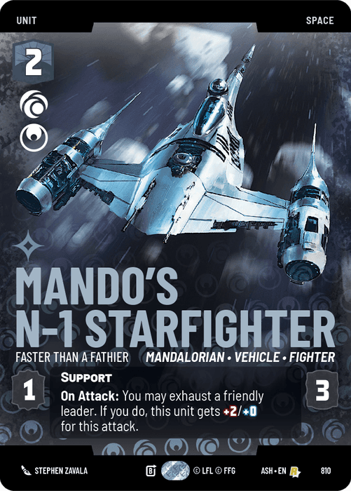 Mando's N-1 Starfighter - Faster than a Fathier (ASH) Rare Star Wars Unlimited Fantasy Flight Games Prestige Non-Foil
