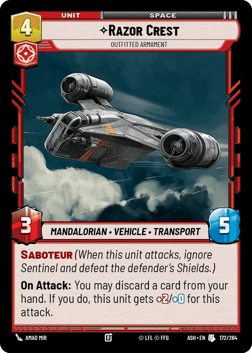Razor Crest - Outfitted Armament (ASH) Uncommon Star Wars Unlimited Fantasy Flight Games Standard Non-Foil